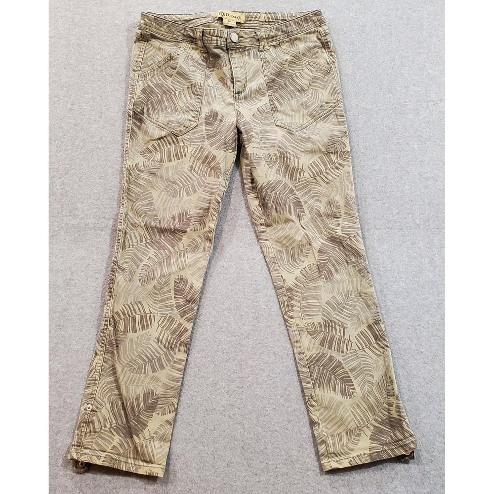 Democracy Tan Leaf Print Cropped Pants